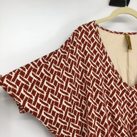 Rachel Pally Red and White  Patterned Mini Lisette Dress Draping V Neck XS - Picture 6 of 16